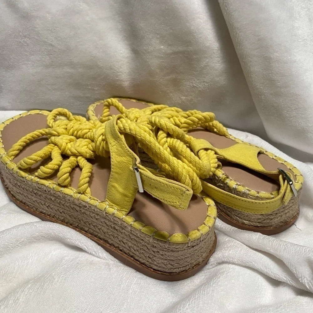 Asos Design yellow rope platform espadrilles size 6